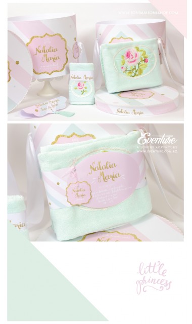 Trusou de botez pentru fete sau baieti modern, Pink & Mint 6